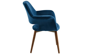 Accent Chair High Sheen Luxurious Velvet with Walnut Legs - Blue | Green | Grey