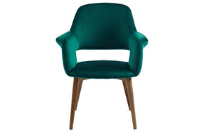Accent Chair High Sheen Luxurious Velvet with Walnut Legs - Blue | Green | Grey