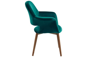 Accent Chair High Sheen Luxurious Velvet with Walnut Legs - Blue | Green | Grey