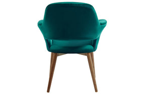 Accent Chair High Sheen Luxurious Velvet with Walnut Legs - Blue | Green | Grey