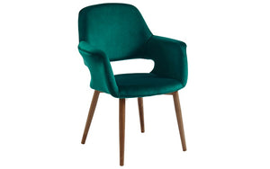 Accent Chair High Sheen Luxurious Velvet with Walnut Legs - Blue | Green | Grey