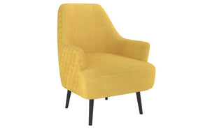 Accent Chair Plush Fabric with Wood Legs - Grey-Brown & Yellow