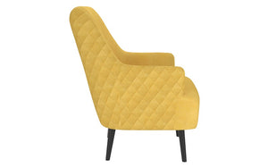 Accent Chair Plush Fabric with Wood Legs - Grey-Brown & Yellow