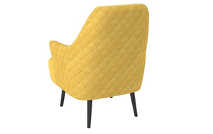 Accent Chair Plush Fabric with Wood Legs - Grey-Brown & Yellow