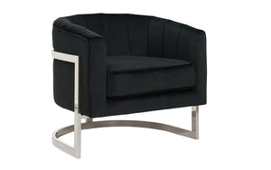 Accent Chair Luxurious Velvet Fabric with Chrome Base - Black & Chrome