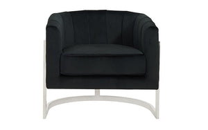 Accent Chair Luxurious Velvet Fabric with Chrome Base - Black & Chrome