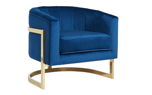 Accent Chair Luxurious Velvet Fabric with Gold Base - Blue & Gold