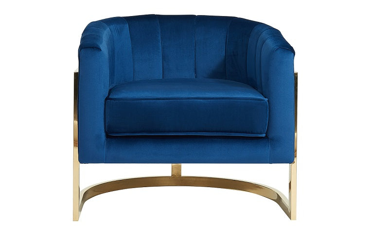Accent Chair Luxurious Velvet Fabric with Gold Base - Blue & Gold