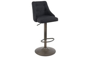 Bar Stool With Winged Back & 360° Swivel Fabric Seat - Blue | Grey | Beige | Black - Set of 2 p