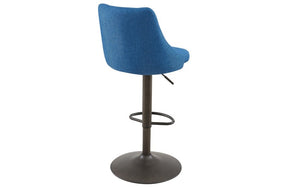 Bar Stool With Winged Back & 360° Swivel Fabric Seat - Blue | Grey | Beige | Black - Set of 2 p