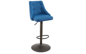 Bar Stool With Winged Back & 360° Swivel Fabric Seat - Blue | Grey | Beige | Black - Set of 2 p
