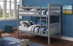 Bunk Bed - Twin over Twin Solid Wood - Espresso | White | Grey