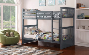 Bunk Bed - Twin over Twin Solid Wood - Grey | White | Espresso | Honey