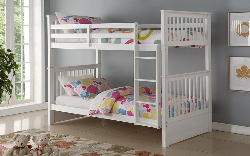 Bunk Bed - Twin over Twin Solid Wood - Grey | White | Espresso | Honey