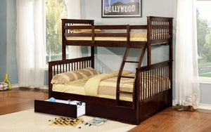Bunk Bed - Twin over Double Mission Style with or without Drawers Solid Wood - Espresso