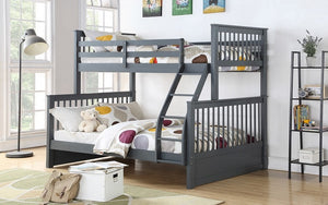 Bunk Bed - Twin over Double Mission Style with or without Drawers Solid Wood - Grey