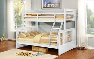 Bunk Bed - Twin over Double Mission Style with or without Drawers Solid Wood - White