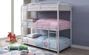 Bunk Bed - Twin over Twin over Twin with Metal - Black | White | Grey