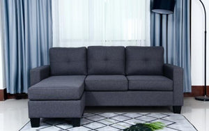 Fabric Sectional with Reversible Chaise - Charcoal Grey