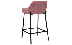 Bar Stool With Velvet Fabric Back & Metal Legs - Rose | Grey - Set of 2 pc (26'' Counter Height)