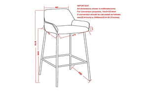 Bar Stool With Velvet Fabric Back & Metal Legs - Blue - Set of 2 pc (26'' Counter Height)