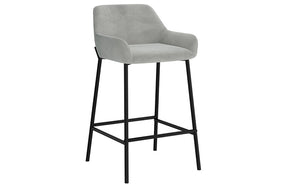 Bar Stool With Velvet Fabric Back & Metal Legs - Rose | Grey - Set of 2 pc (26'' Counter Height)