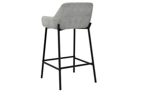 Bar Stool With Velvet Fabric Back & Metal Legs - Rose | Grey - Set of 2 pc (26'' Counter Height)
