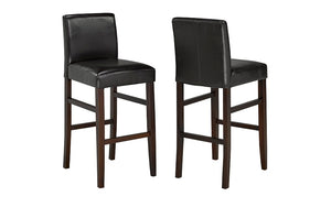 Bar Stool With Leather Seat & Wooden Legs - Dark Brown - Set of 2 pc (24'' Counter Height)