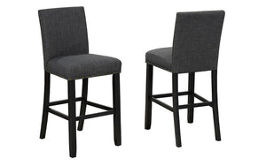 Bar Stool With Fabric Seat & Wooden Legs - Blue | Beige | Grey - Set of 2 pc (29'' Counter Height)