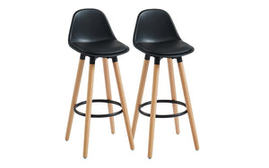 Bar Stool With ABS Back & Wooden Legs - White | Grey | Black - Set of 2 pc (26'' Counter Height)