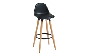 Bar Stool With ABS Back & Wooden Legs - White | Grey | Black - Set of 2 pc (26'' Counter Height)