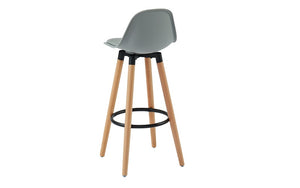 Bar Stool With ABS Back & Wooden Legs - White | Grey | Black - Set of 2 pc (26'' Counter Height)