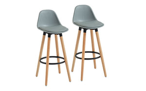 Bar Stool With ABS Back & Wooden Legs - White | Grey | Black - Set of 2 pc (26'' Counter Height)