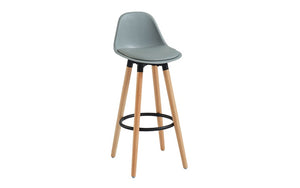 Bar Stool With ABS Back & Wooden Legs - White | Grey | Black - Set of 2 pc (26'' Counter Height)