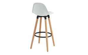 Bar Stool With ABS Back & Wooden Legs - White | Grey | Black - Set of 2 pc (26'' Counter Height)