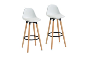 Bar Stool With ABS Back & Wooden Legs - White | Grey | Black - Set of 2 pc (26'' Counter Height)