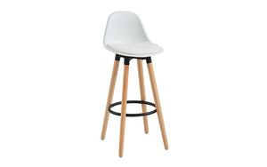 Bar Stool With ABS Back & Wooden Legs - White | Grey | Black - Set of 2 pc (26'' Counter Height)