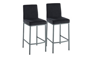 Bar Stool With Velvet Fabric & Grey Legs - Grey | Grey & Grey | Black - Set of 2 pc (26'' Counter Height)