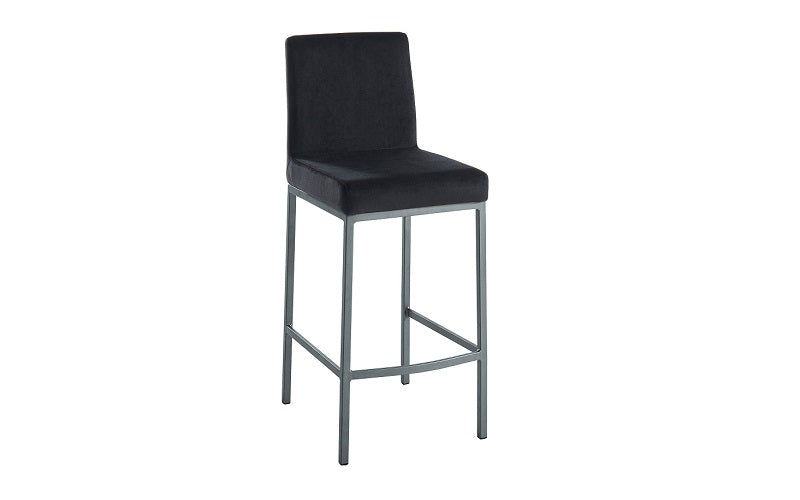 Bar Stool With Velvet Fabric & Grey Legs - Grey | Grey & Grey | Black - Set of 2 pc (26'' Counter Height)