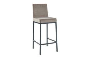 Bar Stool With Velvet Fabric & Grey Legs - Grey | Grey & Grey | Black - Set of 2 pc (26'' Counter Height)