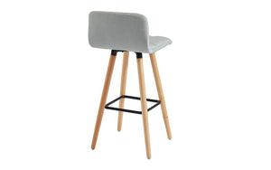 Bar Stool With Fabric & Wooden Legs - Grey | Charcoal | Black - Set of 2 pc (26'' Counter Height)