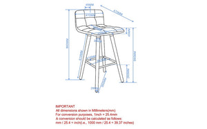 Bar Stool With Fabric & Wooden Legs - Grey | Charcoal | Black - Set of 2 pc (26'' Counter Height)