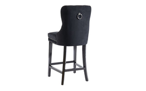 Bar Stool With Velvet Fabric & Dark Legs - Black | Grey - Set of 2 pc (26'' Counter Height)