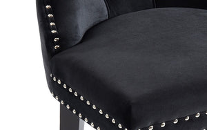 Bar Stool With Velvet Fabric & Dark Legs - Black | Grey - Set of 2 pc (26'' Counter Height)