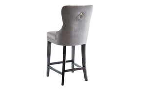 Bar Stool With Velvet Fabric & Dark Legs - Black | Grey - Set of 2 pc (26'' Counter Height)