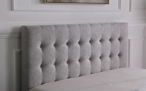 Platform Bed with Button-Tufted Fabric and 4 Drawers - Light Grey