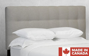 Headboard with Square Stitch Fabric and Solid Platform Base - Beige (Made in Canada)