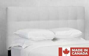 Headboard with Square Stitch Fabric and Solid Platform Base - Off White (Made in Canada)