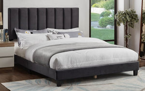 Platform Bed with Panel Tufted with Adjustable Height - Grey | Charcoal