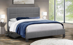 Platform Bed with Tufted Fabric - Dark Grey